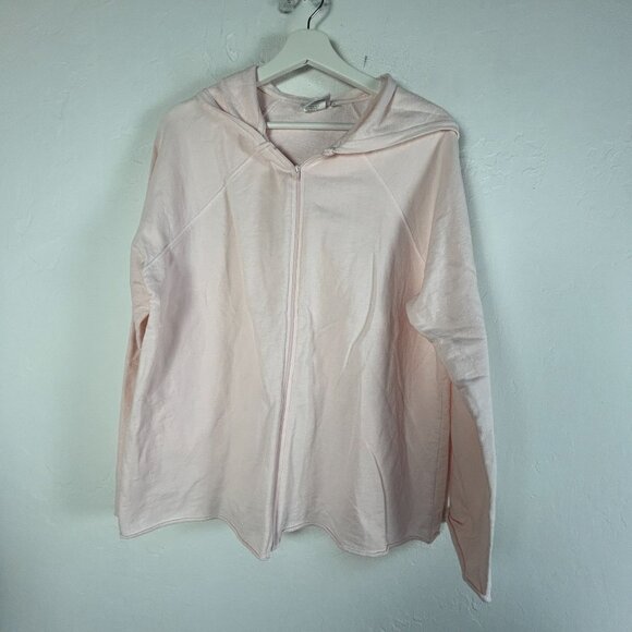 Hot Cotton By Marc Ware Womens Light Pink Hooded Zip-Up Jacket Large Lightweight - Picture 1 of 9